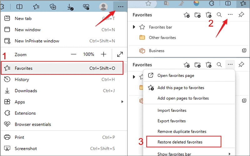 microsoft edge sync favorites recovery 